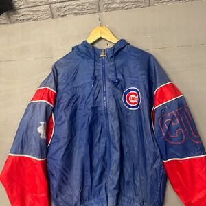 Starter Chicago Cubs Windbreaker Jacket Full Zip Blue Red White Large